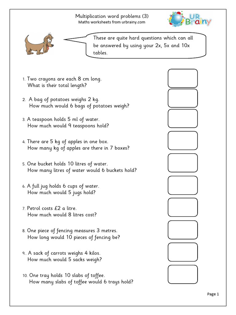 Multiplication Word Problems for Kids | PDF | Litre