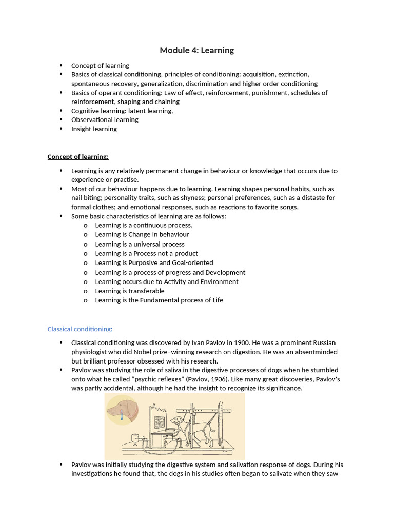 Module 4 | PDF | Classical Conditioning | Reinforcement