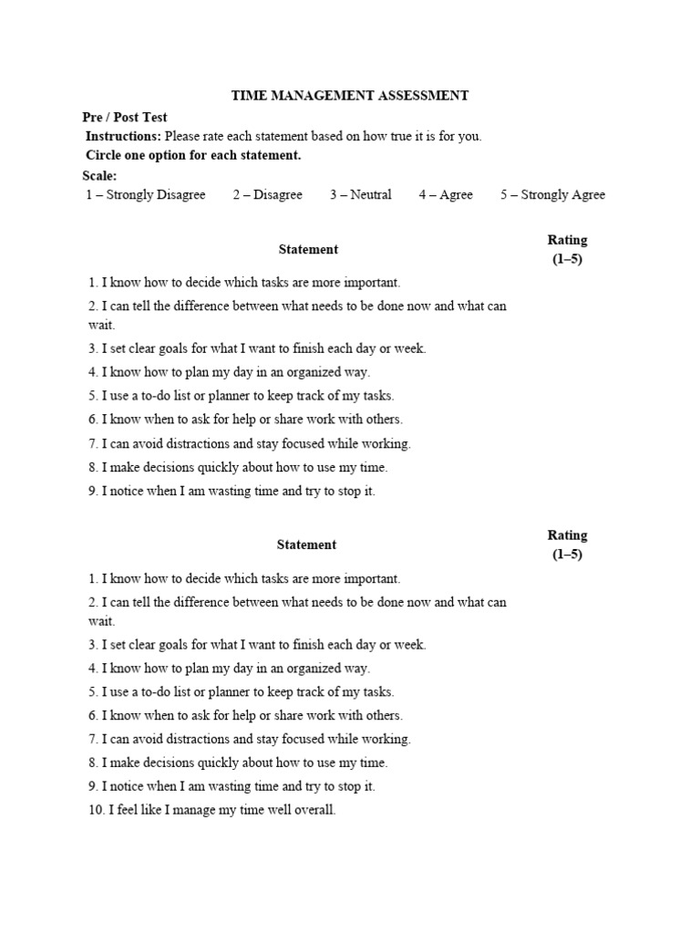 Time Managment Test | PDF