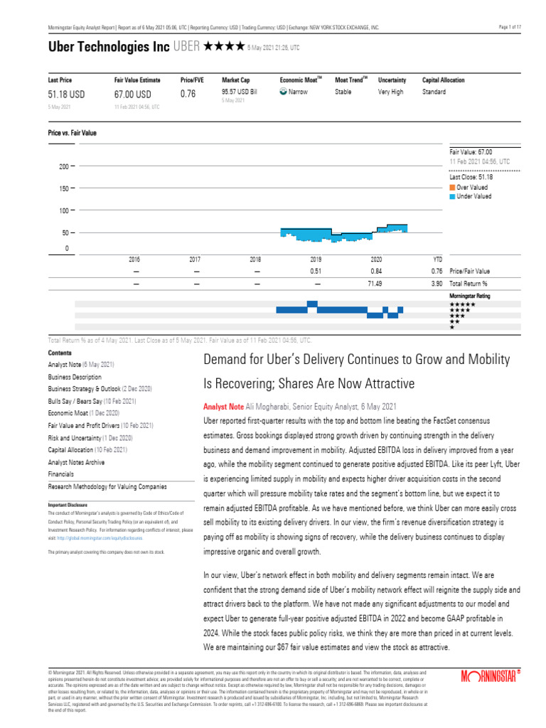 Uber Equity Analysis: Growth & Valuation | PDF | Investing | United ...