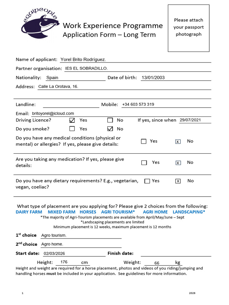Work Experience Programme Application Form | PDF