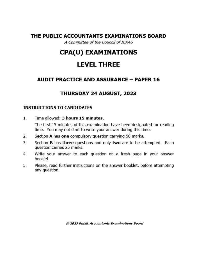 2023 Aug - Audit Practice & Assurance | PDF | Audit | Internal Control