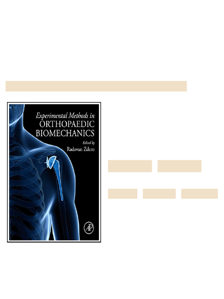 Experimental Methods in Orthopaedic Biomechanics 1st Edition Radovan ...