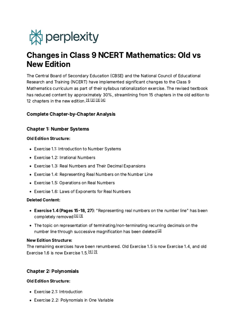 CBSE Class 9 Math Curriculum Changes | PDF | Circle | Equations