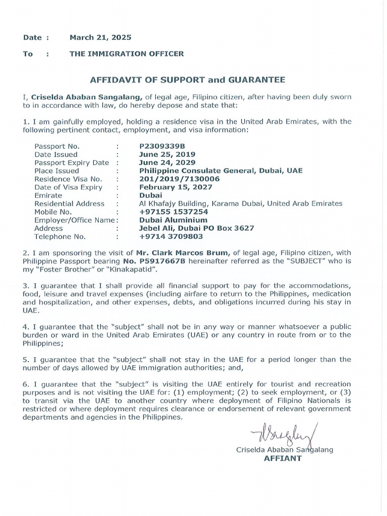 Affidavit-Invitation-PP Copy With Signature | PDF