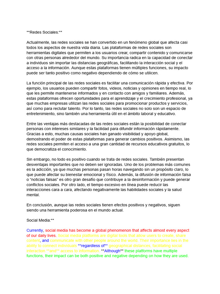 Impacto de las Redes Sociales en la Vida Diaria | PDF | Servicio de ...
