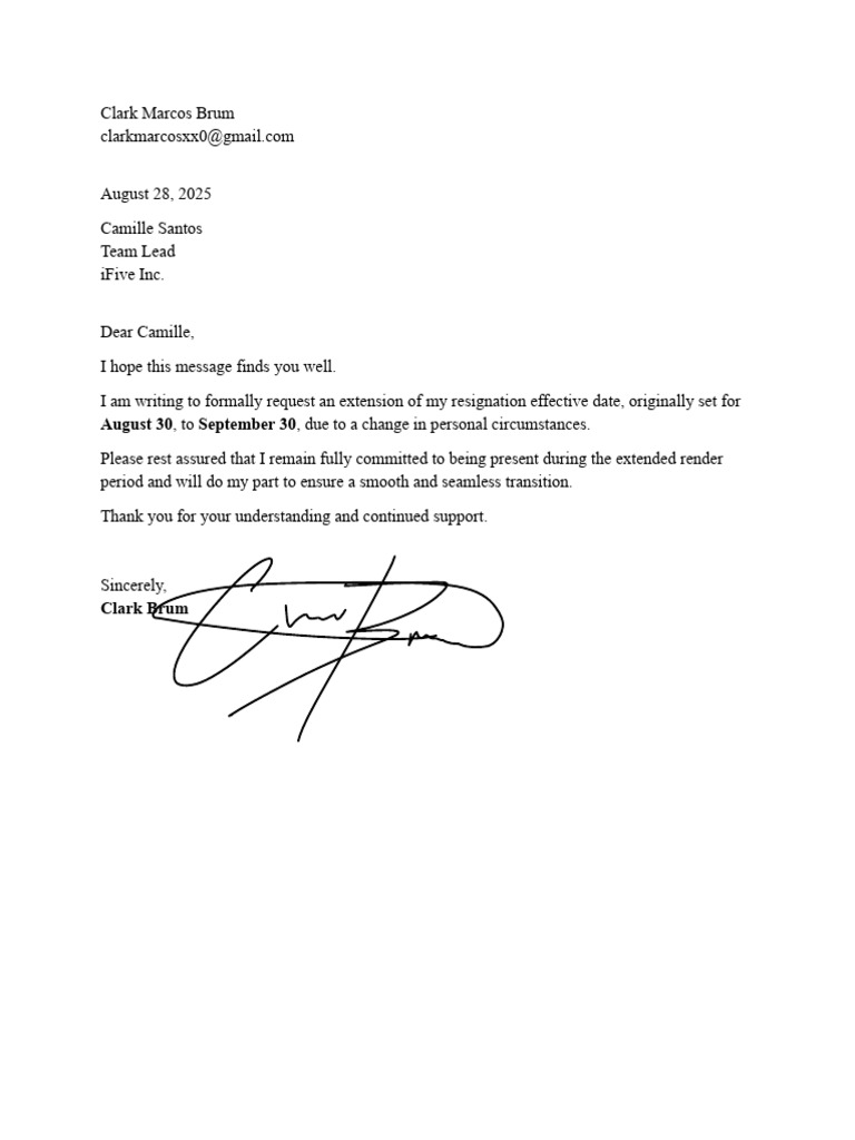 Request for Resignation Extension | PDF