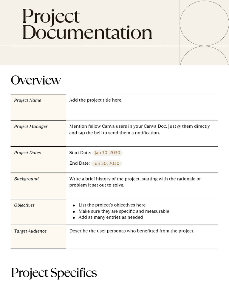 Project Documentation Professional Doc in Ivory Dark Brown Warm Classic ...