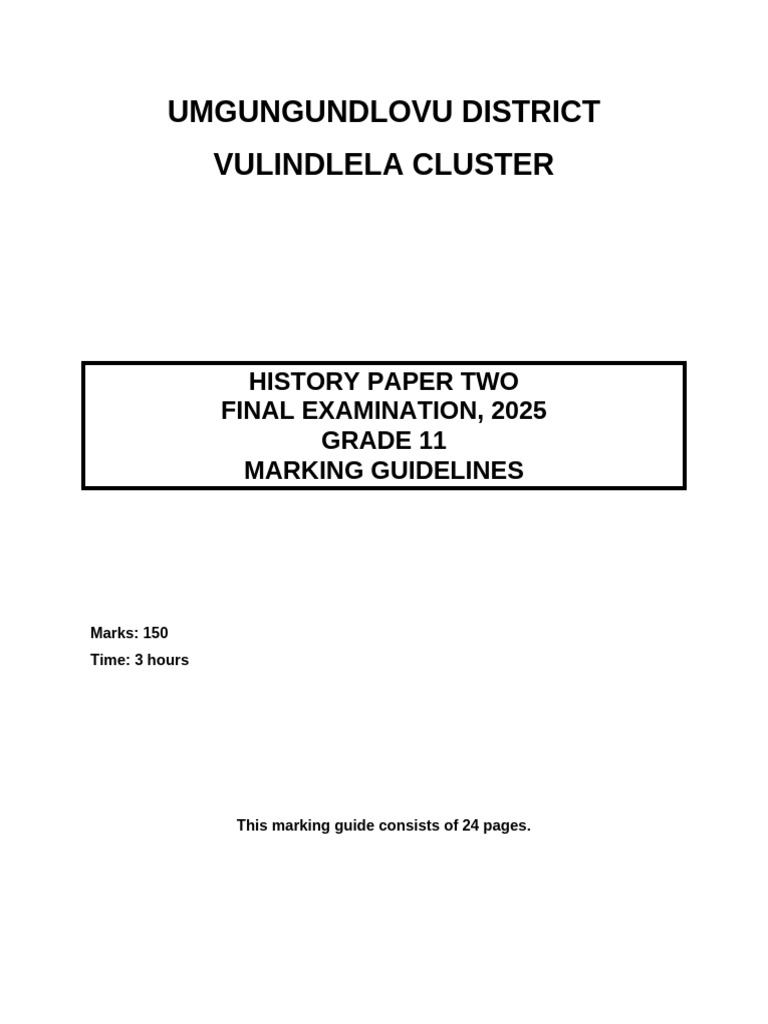 Grade 11 History Exam Marking Guide | PDF | African National Congress ...
