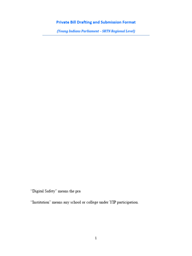 Private Bill Drafting Template YIP | PDF | Bill (Law) | Public Law