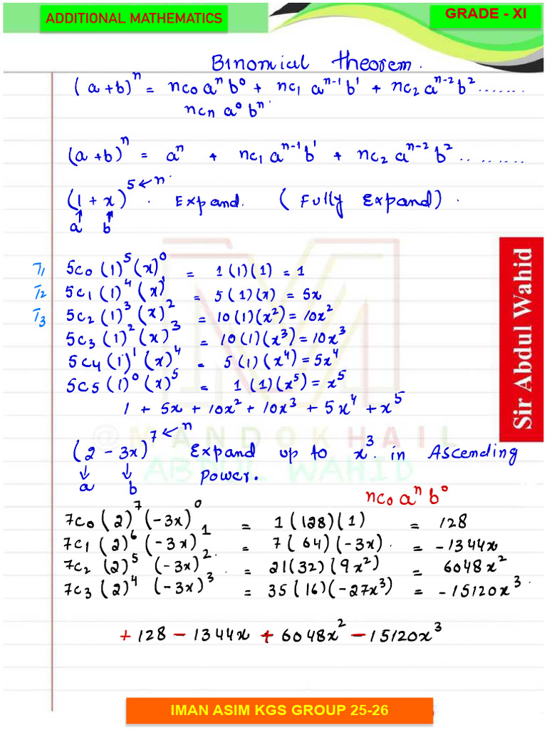 Binomial Theorem Expansion Guide | PDF | Mathematics