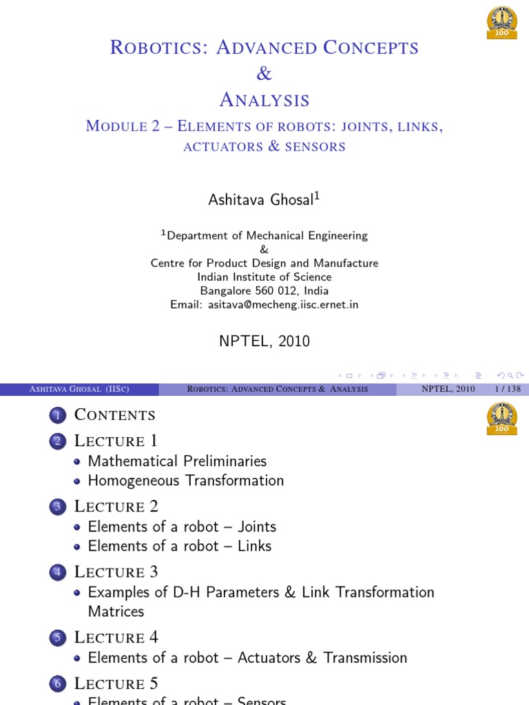 Lecture On Robotics | PDF