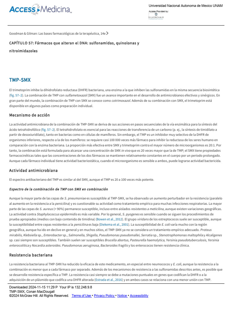 TMP-SMX | PDF | Infección del tracto urinario | Resistencia antimicrobiana