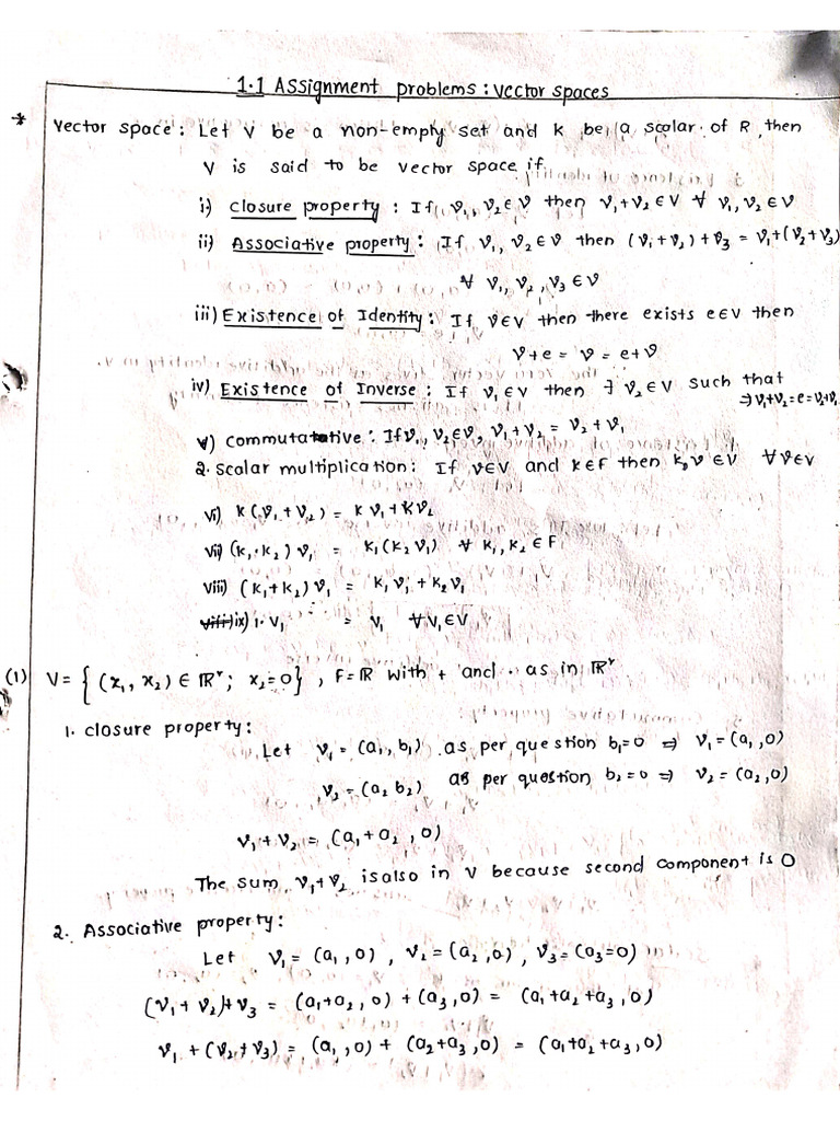 Vector space assignment | PDF