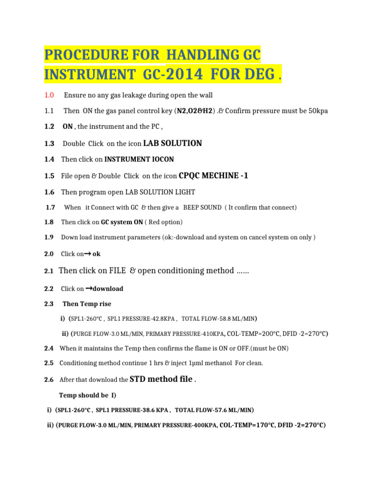 GC-2014 Handling Procedure Guide | PDF
