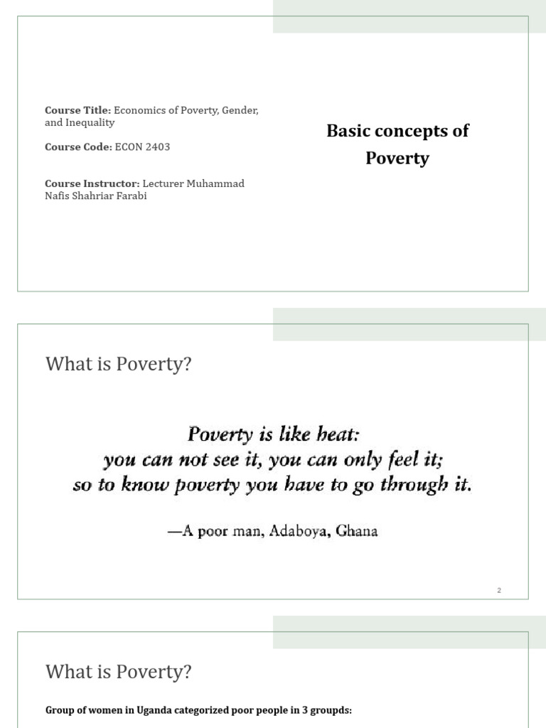Understanding Poverty and Inequality Dynamics | PDF | Poverty | Poverty ...