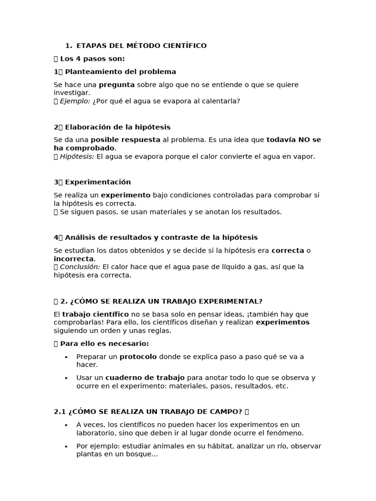 Etapas del Método Científico y su Aplicación | PDF | Experimentar ...