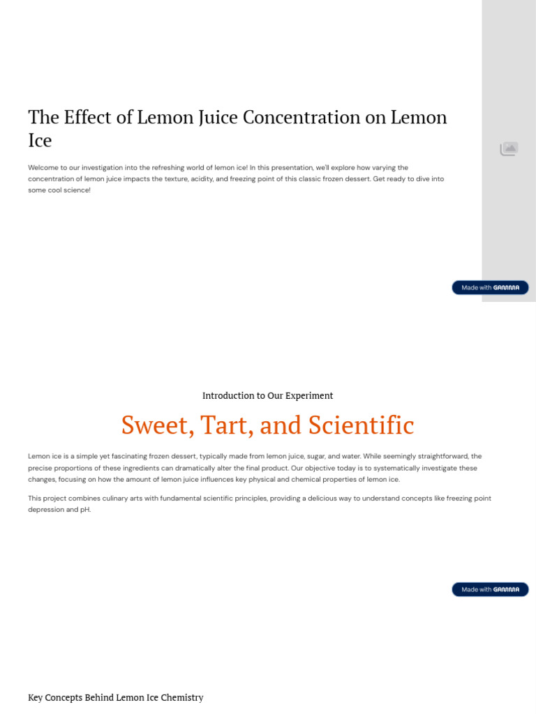 Lemon Juice Effects on Lemon Ice Texture | PDF | Ph | Ice