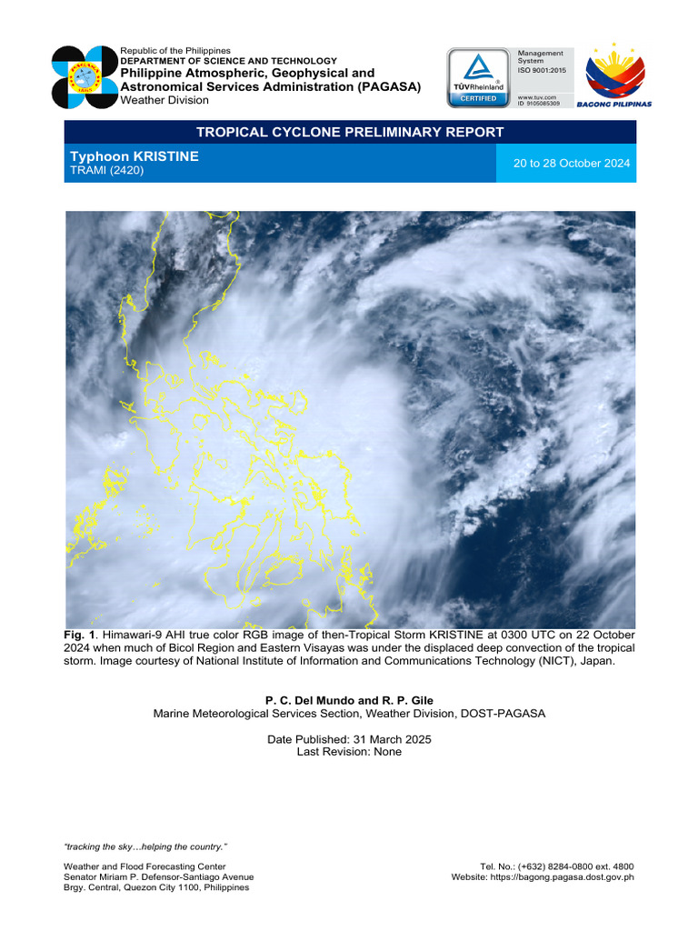 Typhoon KRISTINE Preliminary Report | PDF | Tropical Cyclones | Typhoon
