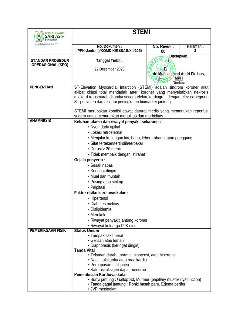 Panduan Tatalaksana STEMI 2025 | PDF
