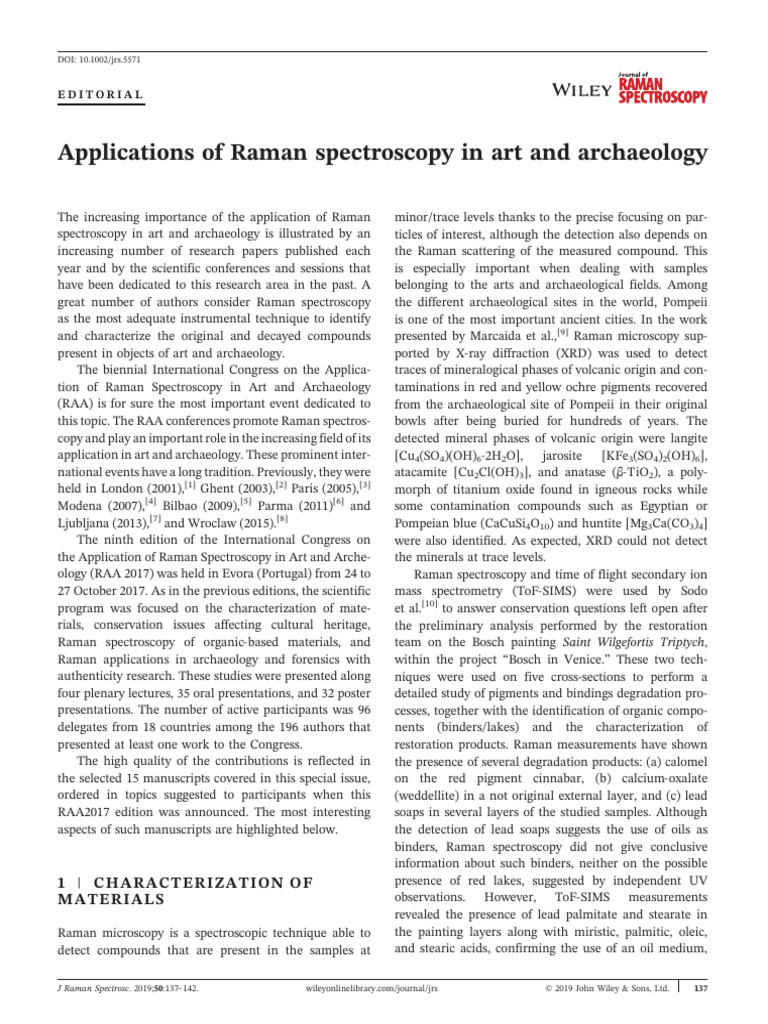 Raman Spectroscopy in Art & Archaeology | PDF | Raman Spectroscopy ...