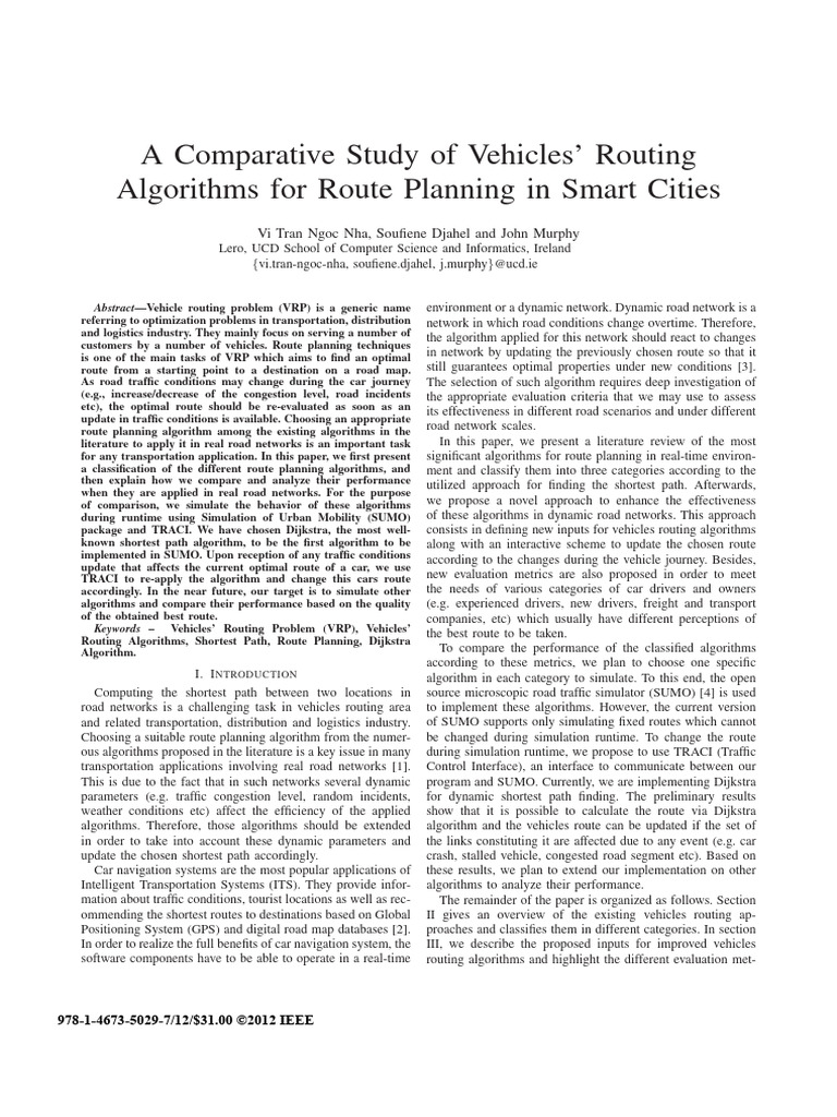 A Comparative Study of Vehicles Routing Algorithms for Route Planning ...