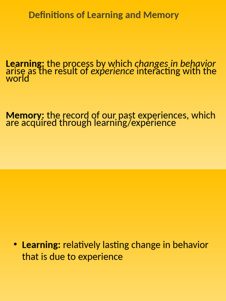 Learning and Memory: Key Concepts | PDF | Behaviorism | Classical ...