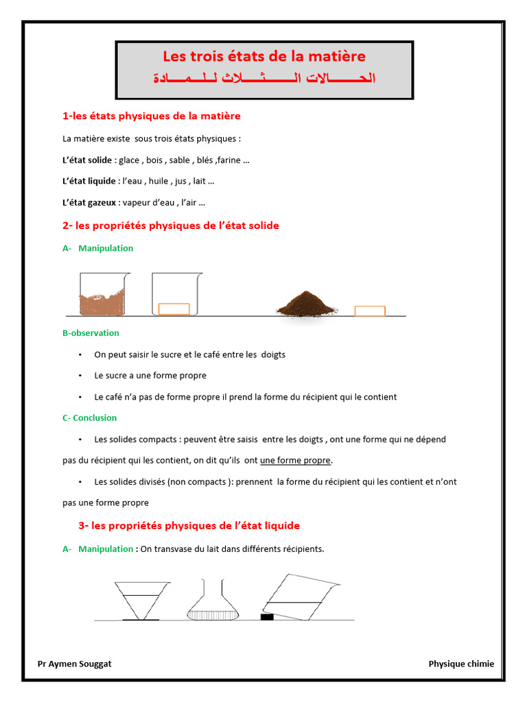 Propriétés des états de la matière | PDF | Gaz | Atmosphère de la Terre