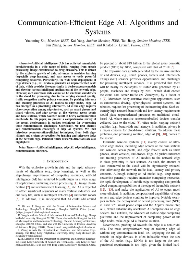 Communication-Efficient Edge AI Techniques | PDF | Artificial ...