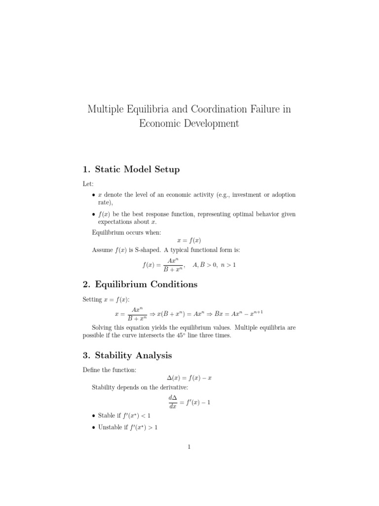 Multiple Equilibria in Economic Development | PDF | Economic ...