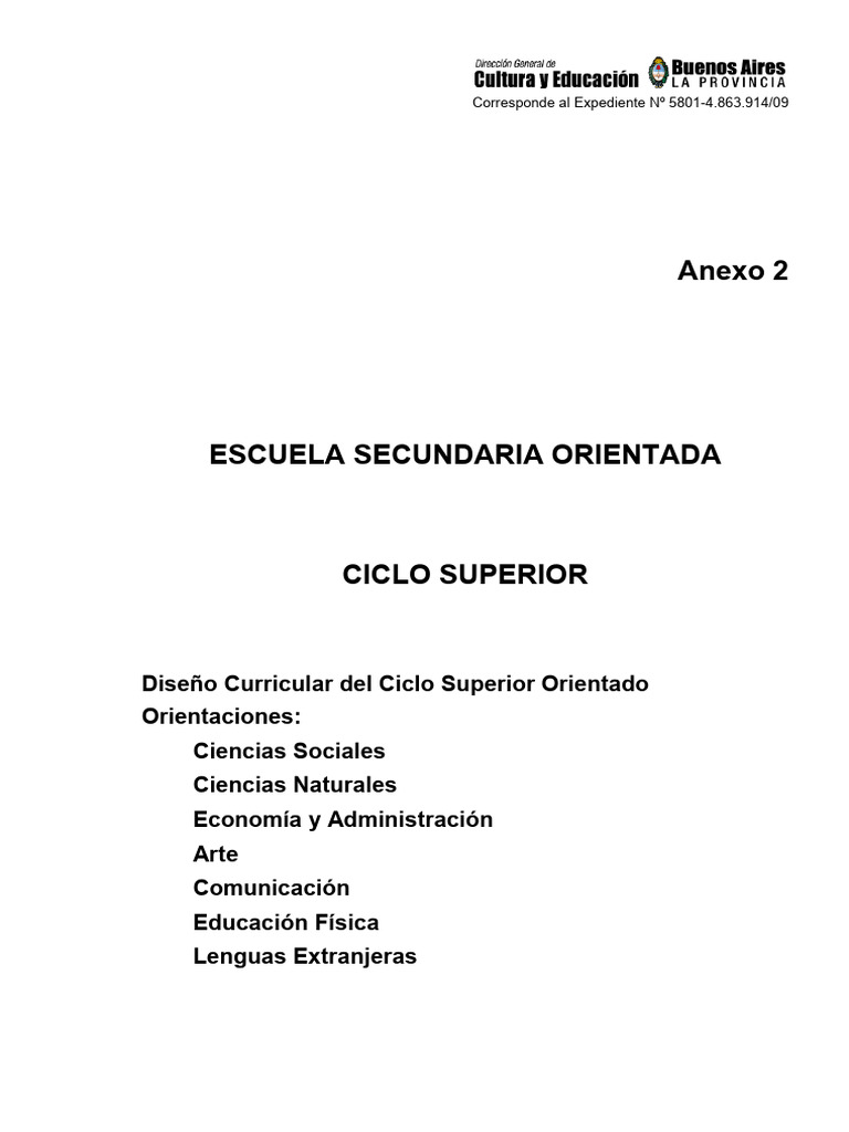 Diseño Curricular Ciclo Superior Orientado | PDF | Plan de estudios ...