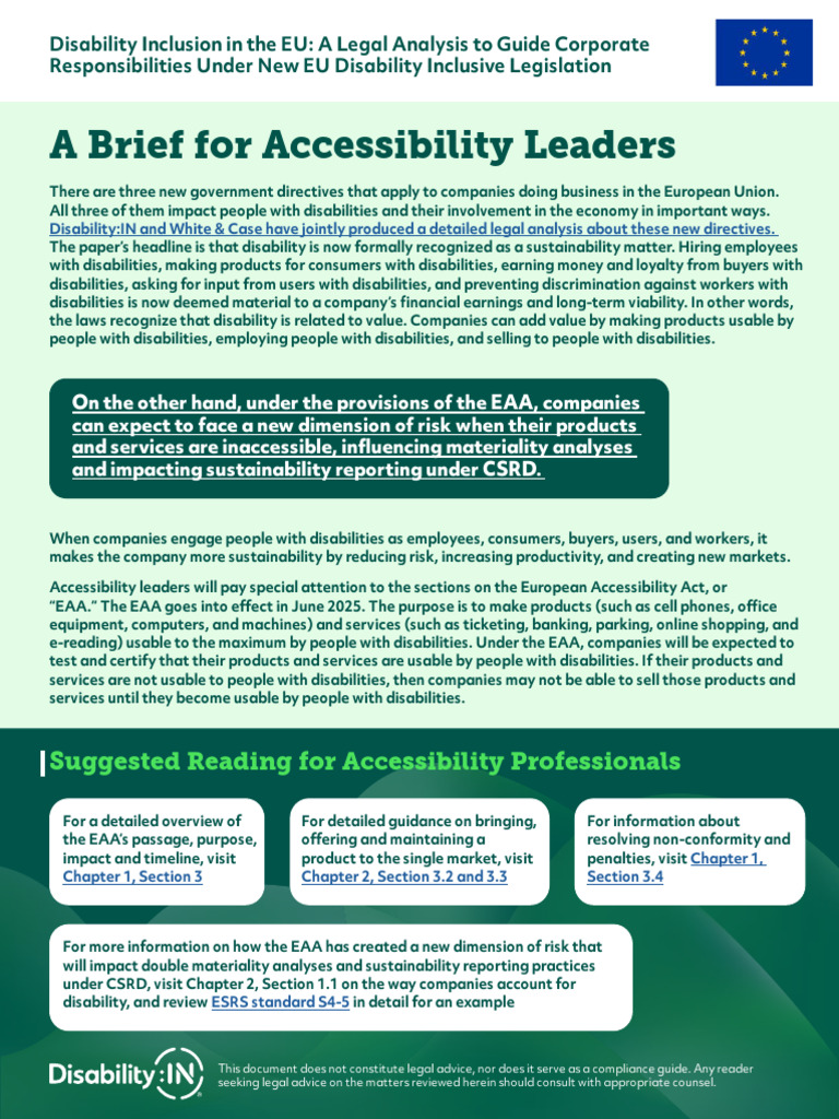 EU Disability Act: Corporate Compliance Guide | PDF | Accessibility ...