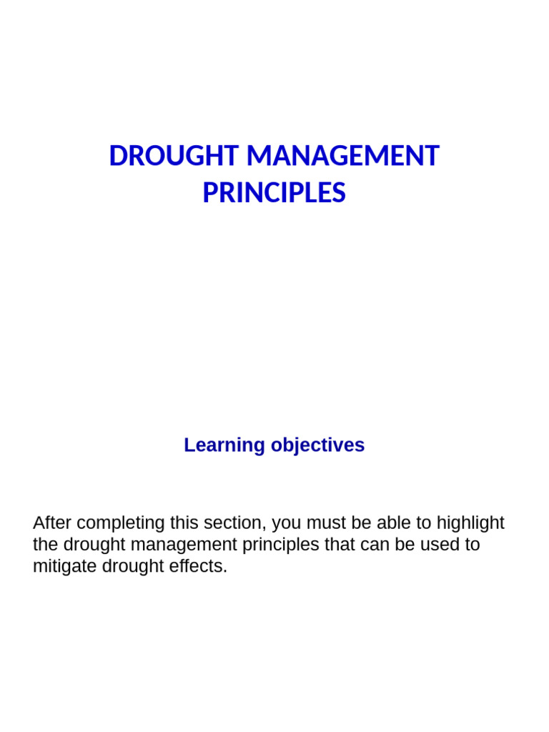 Topic 10 Drought management principles | PDF | Drought | Livestock