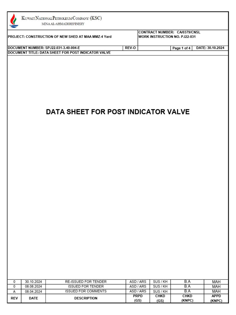 Post Indicator Valve | PDF | Valve | Hydraulics