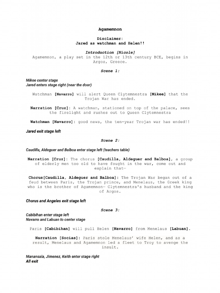 Agamemnon | PDF