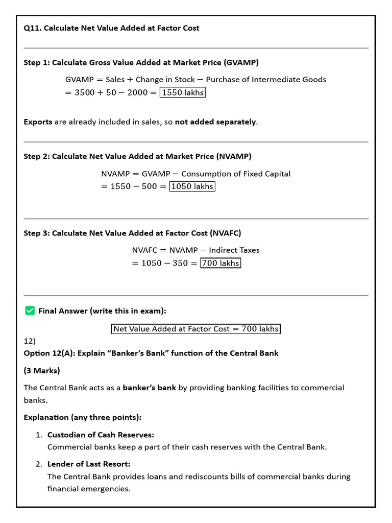 Calculate Net Value Added and Economic Concepts | PDF | Fiscal ...