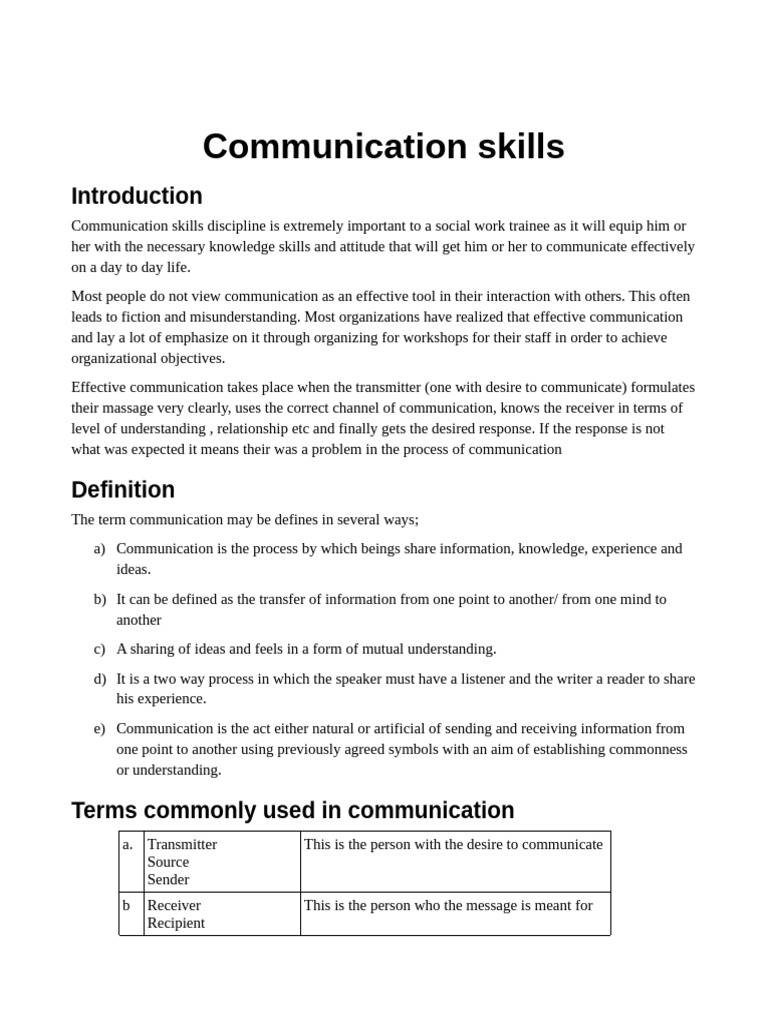 Essential Communication Skills in Social Work | PDF | Sentence ...