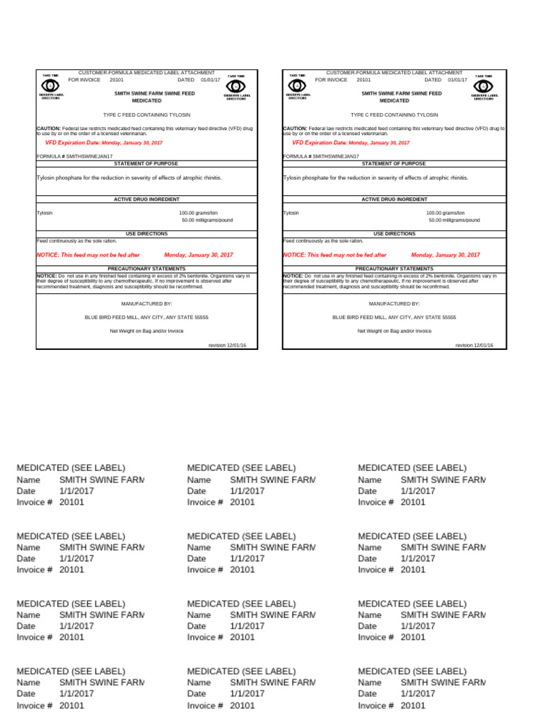 Medicated Feed Label for Swine | PDF | Medicine | Animal Welfare