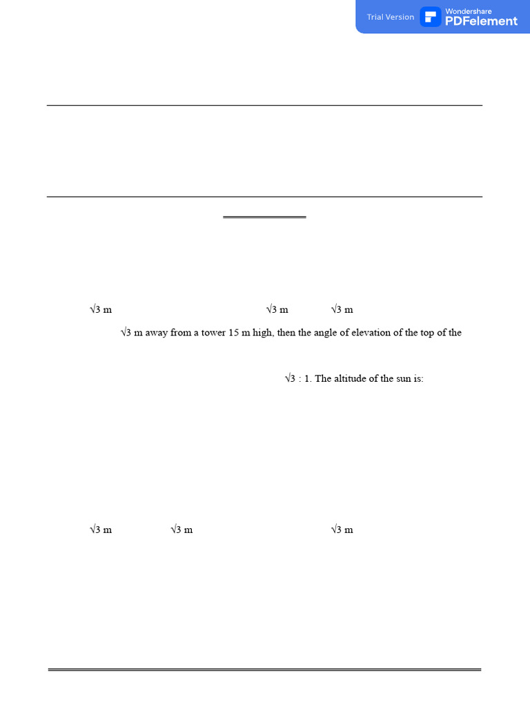 Class X Mathematics Question Paper | PDF | Shadow | Angle