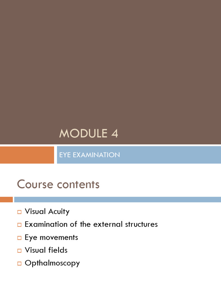 Comprehensive Eye Examination Guide | PDF | Visual Acuity | Human Eye