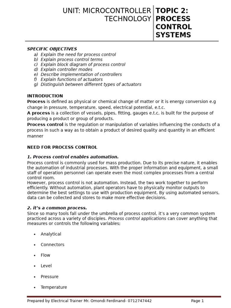 Process Control Systems Overview | PDF | Actuator | Valve
