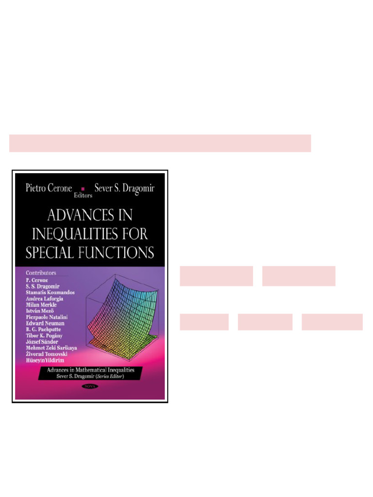 Advances in inequalities for special functions Pietro Cerone updated ...