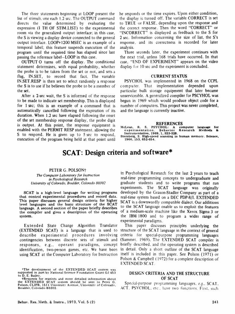 SCAT Language for Experimental Programming | PDF | Computer Program ...