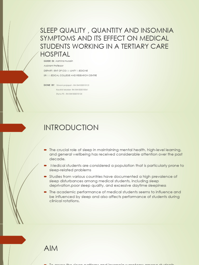 Sleep Quality and Insomnia in Medical Students | PDF | Sleep | Sleep ...