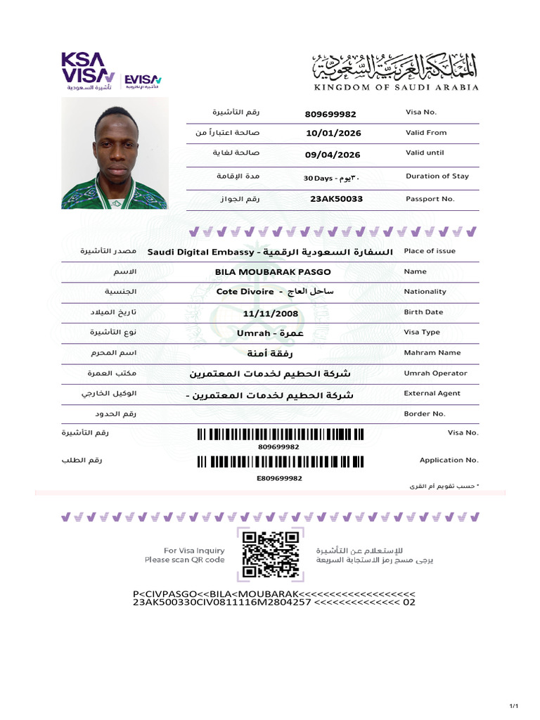 Bila Moubarak Pasgo e Visa | PDF