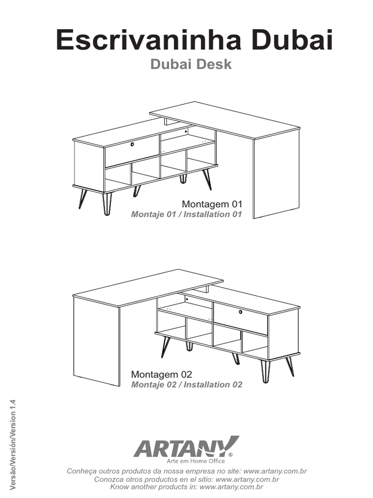 Instruções de Montagem da Escrivaninha Dubai | PDF