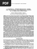 A Numerical, Thermo-mechanical Model for the Welding and Subsequent Loading of a Fabricated Structure.