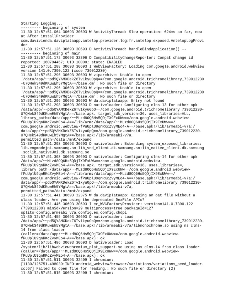 Daviplata App Logging Details | PDF | Java (Programming Language ...