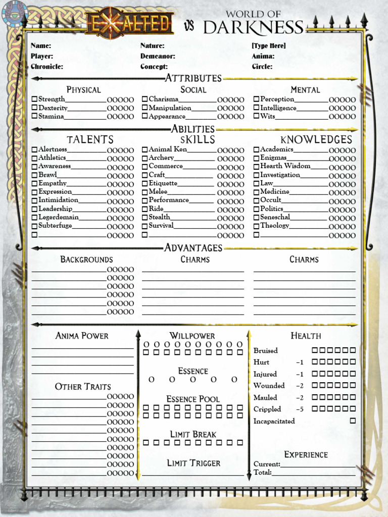 Character Sheet Template for RPGs | PDF | Role Playing Games