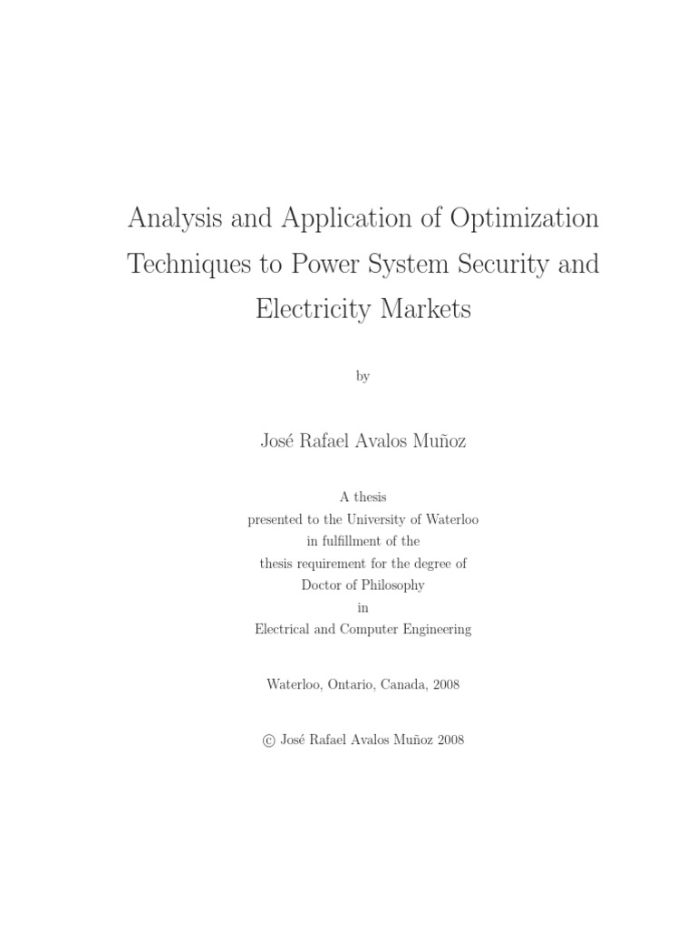 Power System Optimization Techniques | PDF | Mathematical Optimization ...